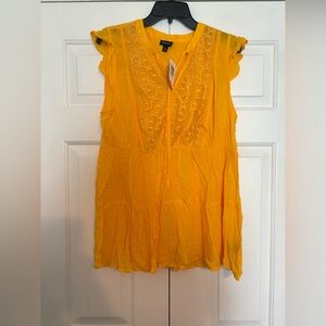 Torrid Gold Sleeveless Ruffled Embellished Blouse